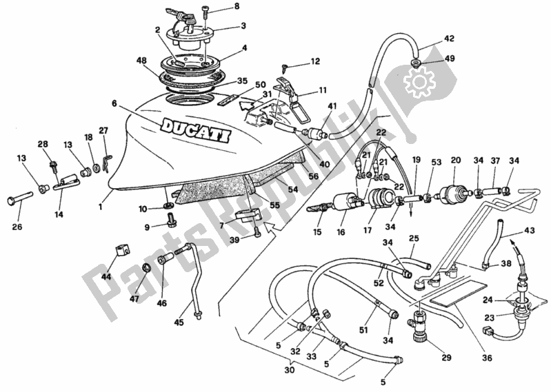 All parts for the Fuel Tank of the Ducati Supersport 750 SS 1992